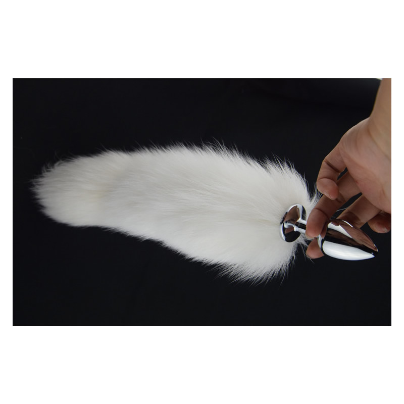 White Fox Tail with Anal Plug Butt Intruder 
